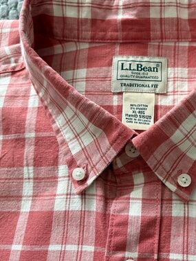 Men’s Traditional Fit Stretch Plaid Shirt – Rust/White, XL
